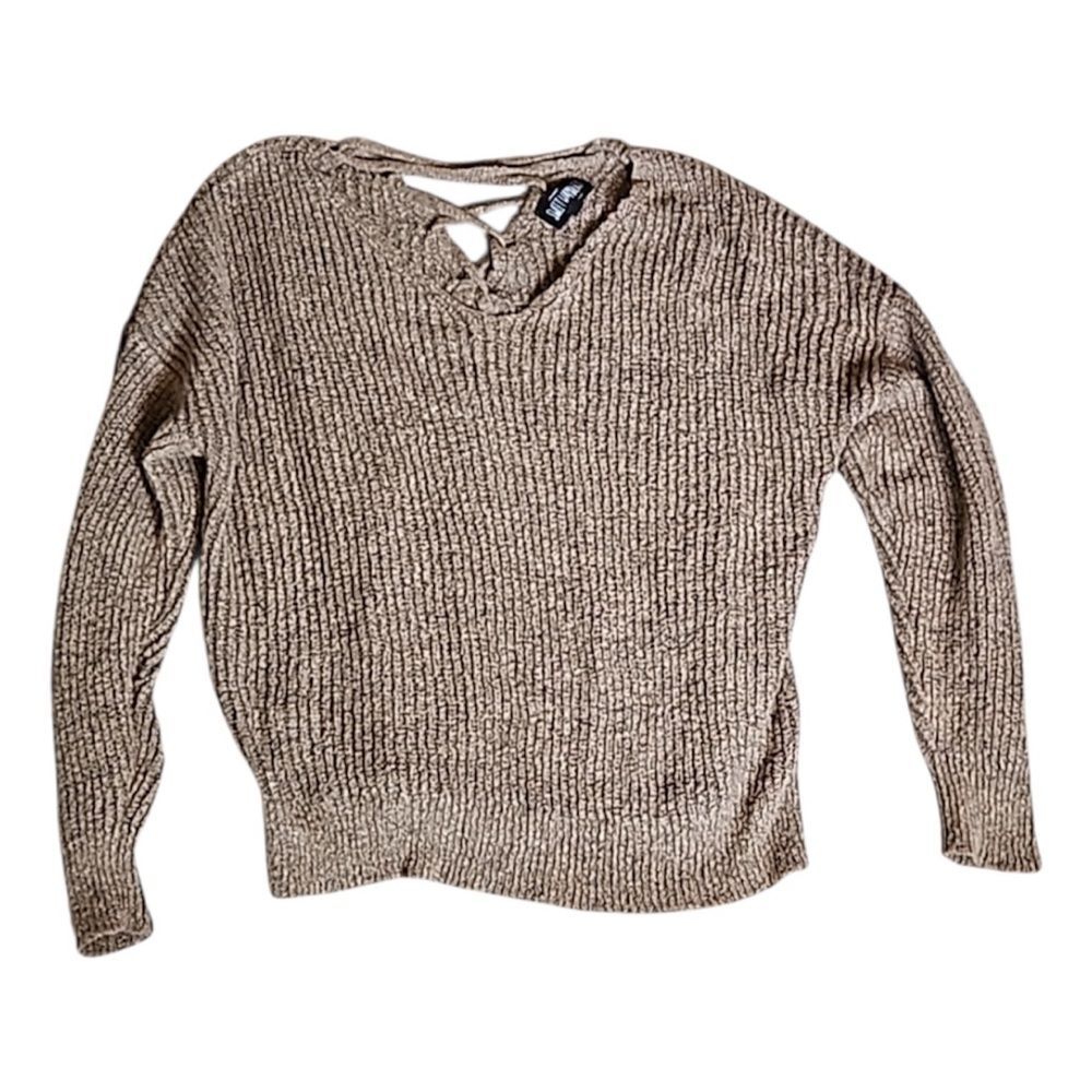 Sweet Wanderer Women’s Chenille Lace-Up Back Sweater | Size Large - Picture 2 of 5